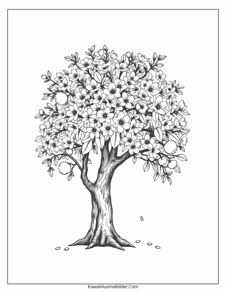 Malvorlage Apfelbaum in Blüte