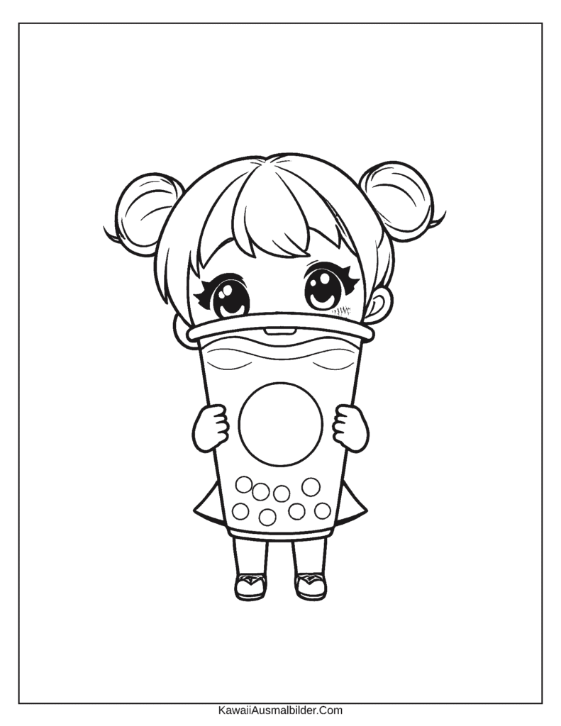 Malvorlage Bubble Tea Mädchen