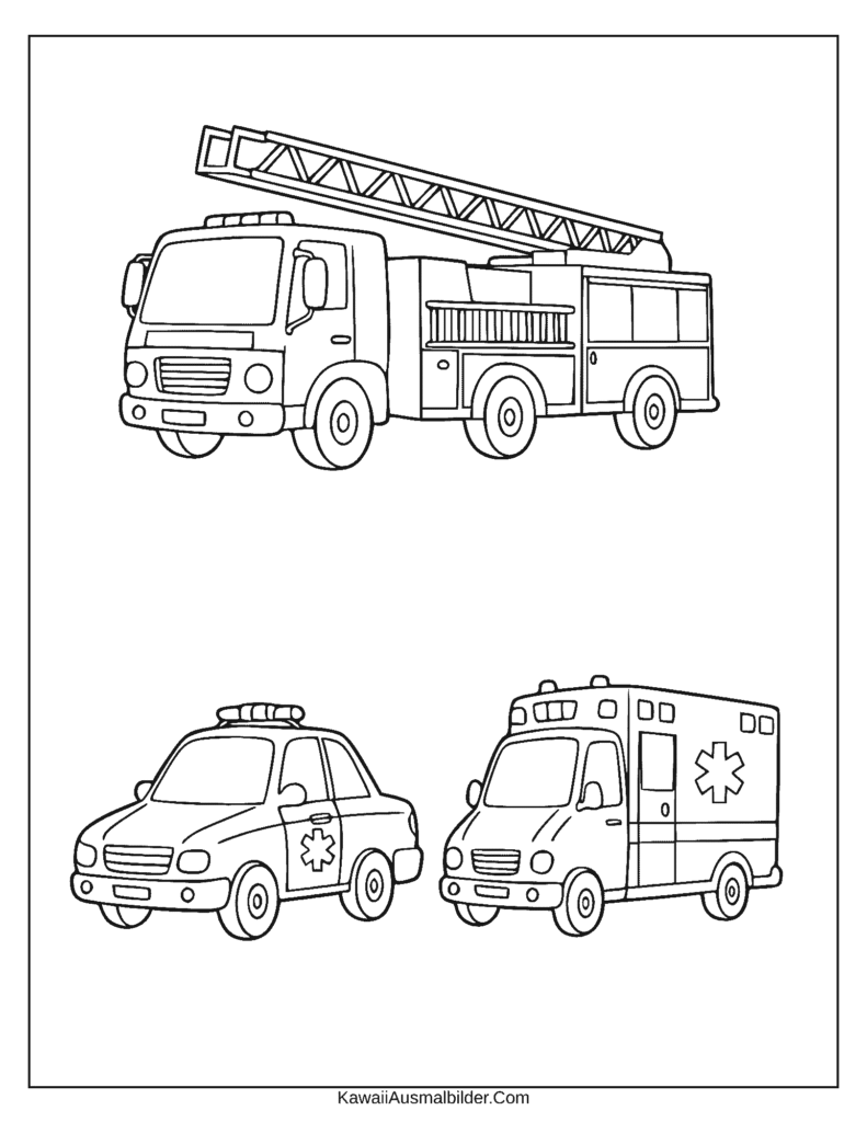 Malvorlage Feuerwehr Polizei Krankenwagen
