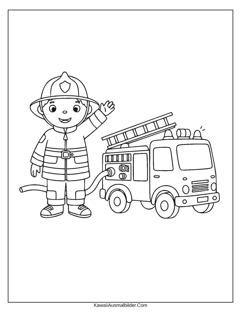 Malvorlage Feuerwehr im Kindergarten