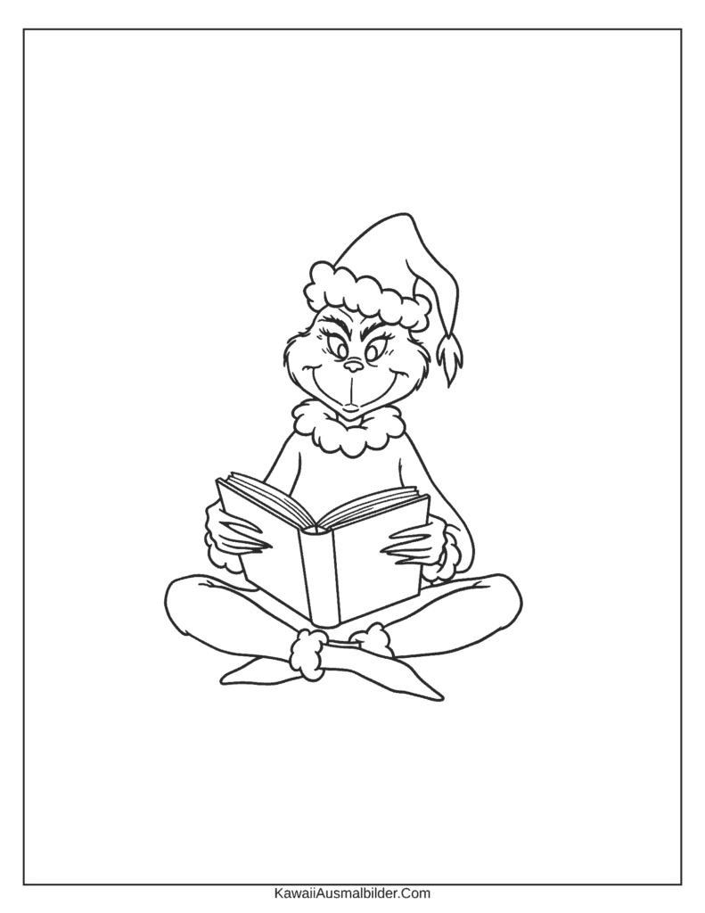 Malvorlage Grinch liest ein Buch