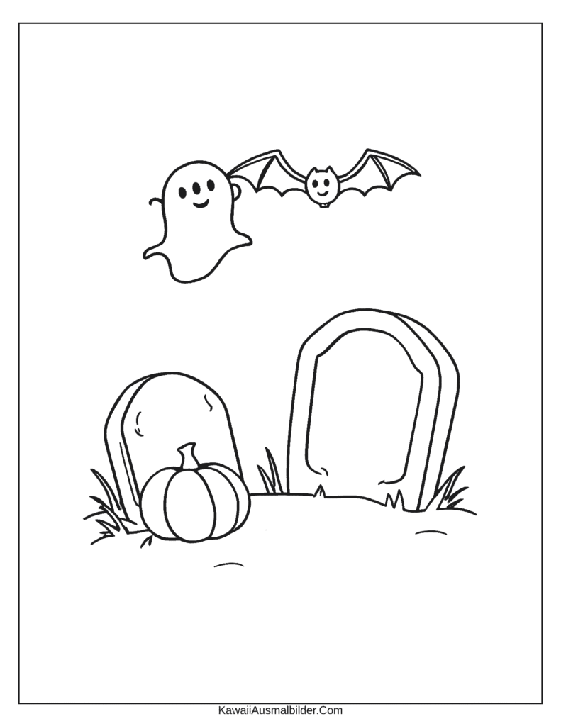 Malvorlage Halloween Friedhof