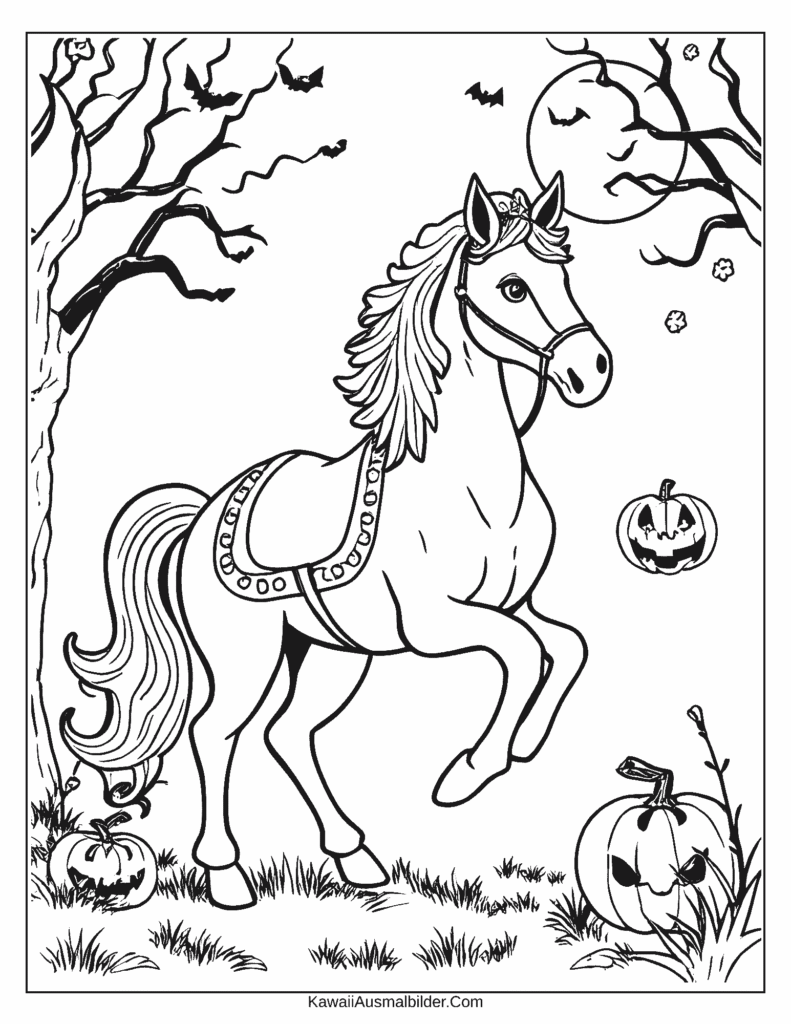 Malvorlage Halloween Pferd