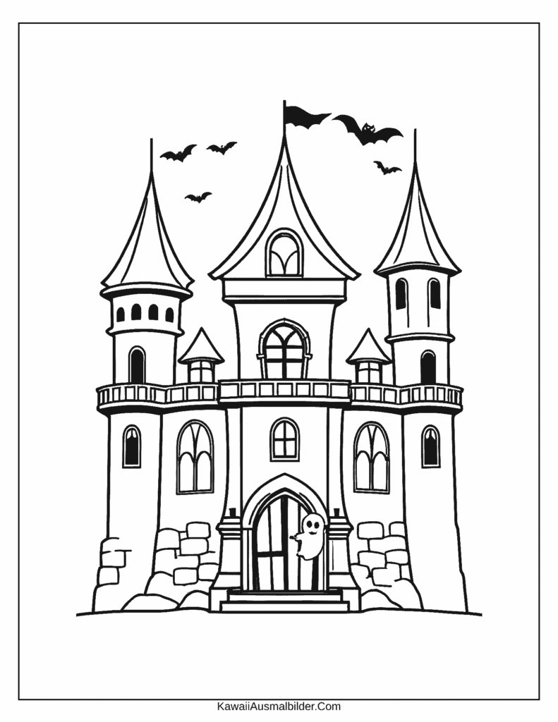 Malvorlage Halloween Schloss