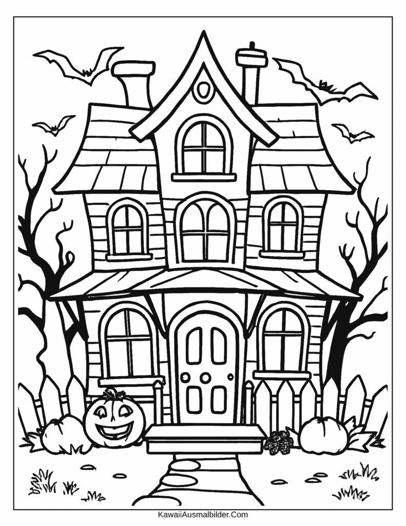 Malvorlage Halloweenhaus