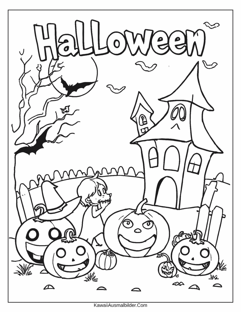 Malvorlage Halloweenparty