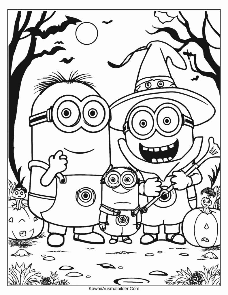 Malvorlage Minions Halloween