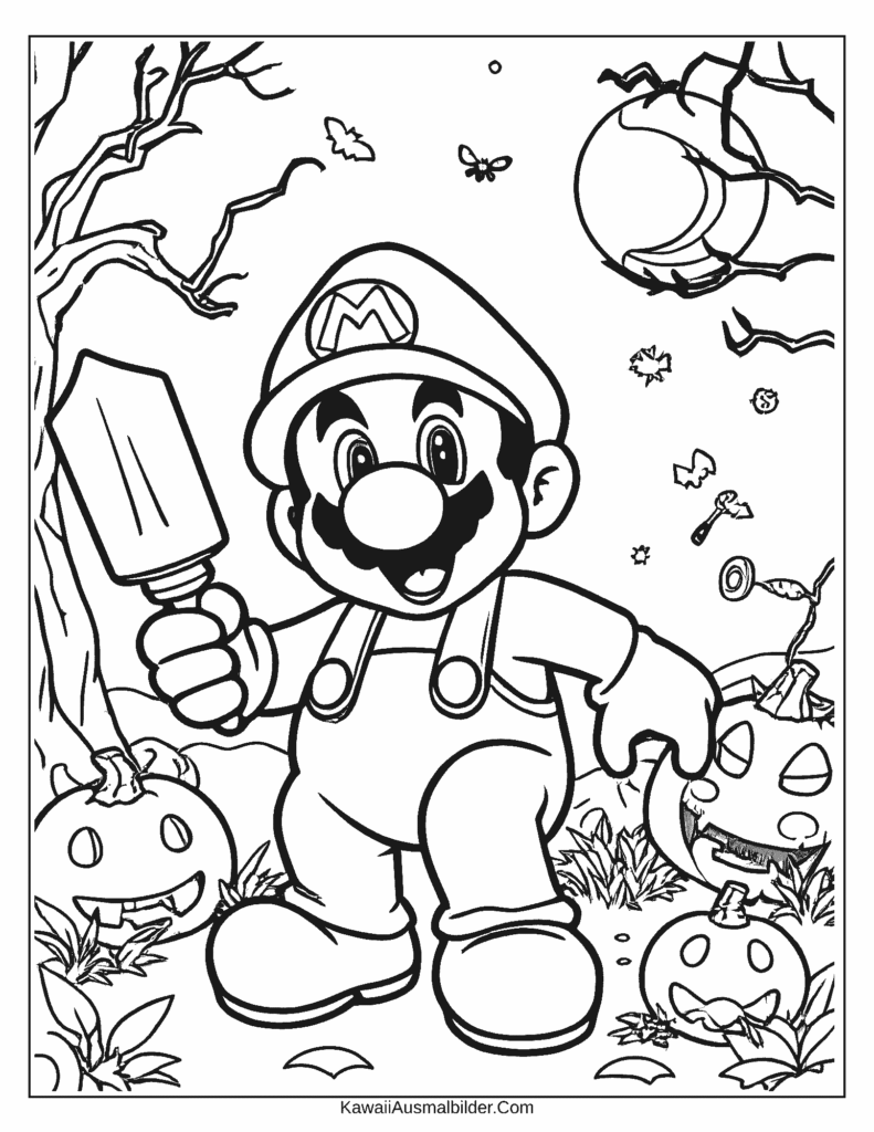 Malvorlage Super Mario Halloween