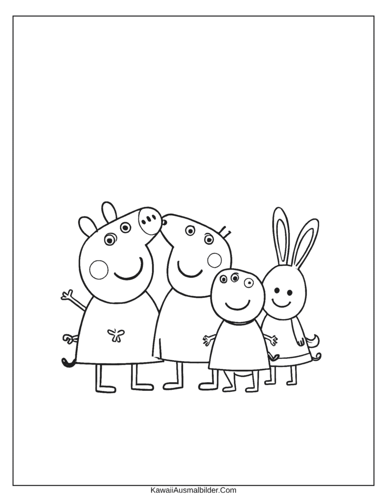 Malvorlage mit den Freunden von Peppa Pig