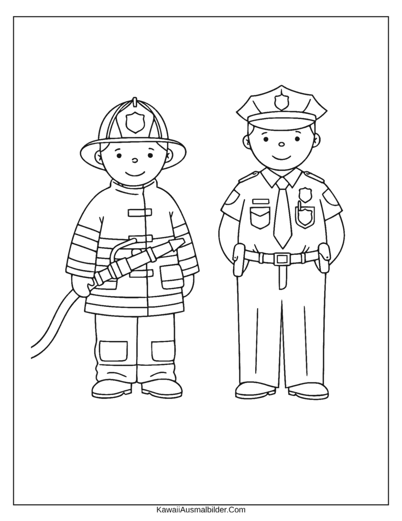 Malvorlagen Feuerwehr und Polizei