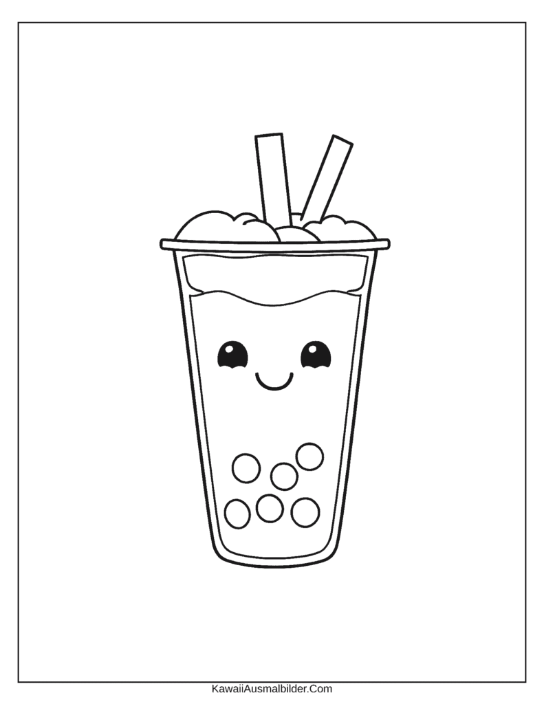 Niedliche Bubble Tea-Malseite