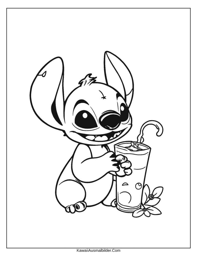 Stitch Bubble Tea Malvorlage