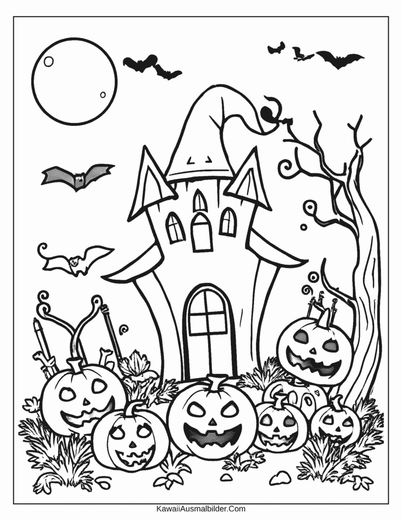 Süße Halloween-Malseite
