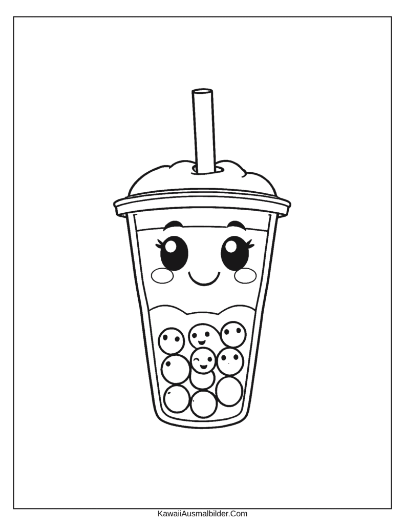 Süße Malvorlage für Bubble Tea