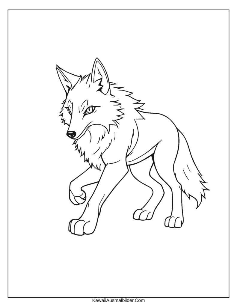 anime wolf ausmalbild