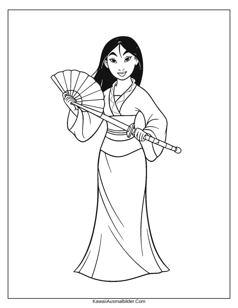 ausmalbild Disney Prinzessin Mulan