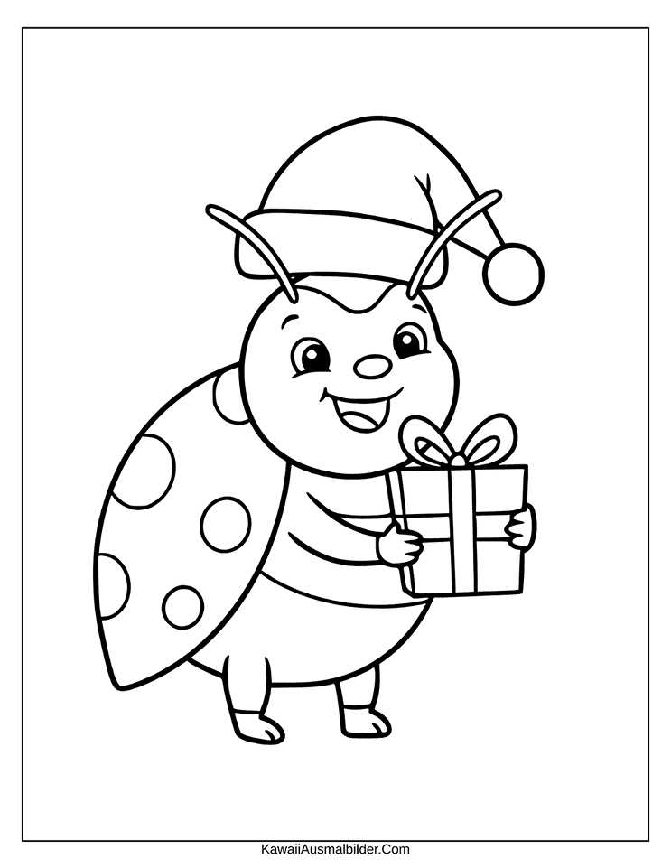 ausmalbild ladybug weihnachten