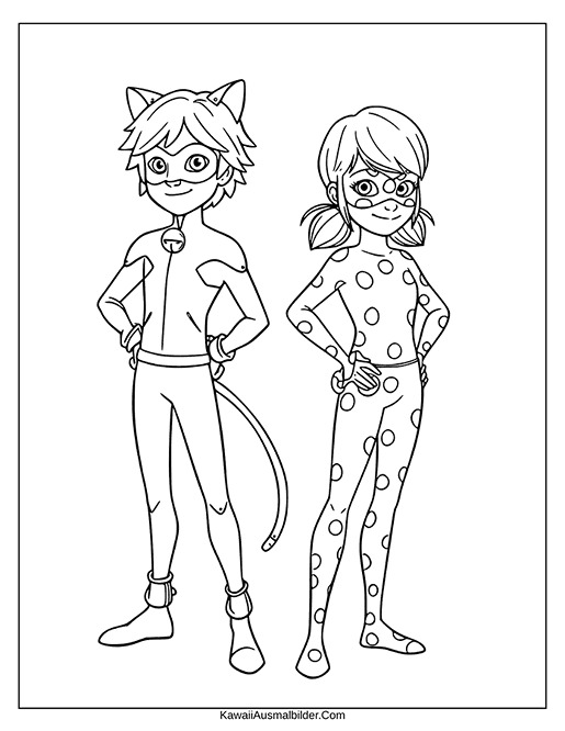 cat noir ladybug ausmalbild