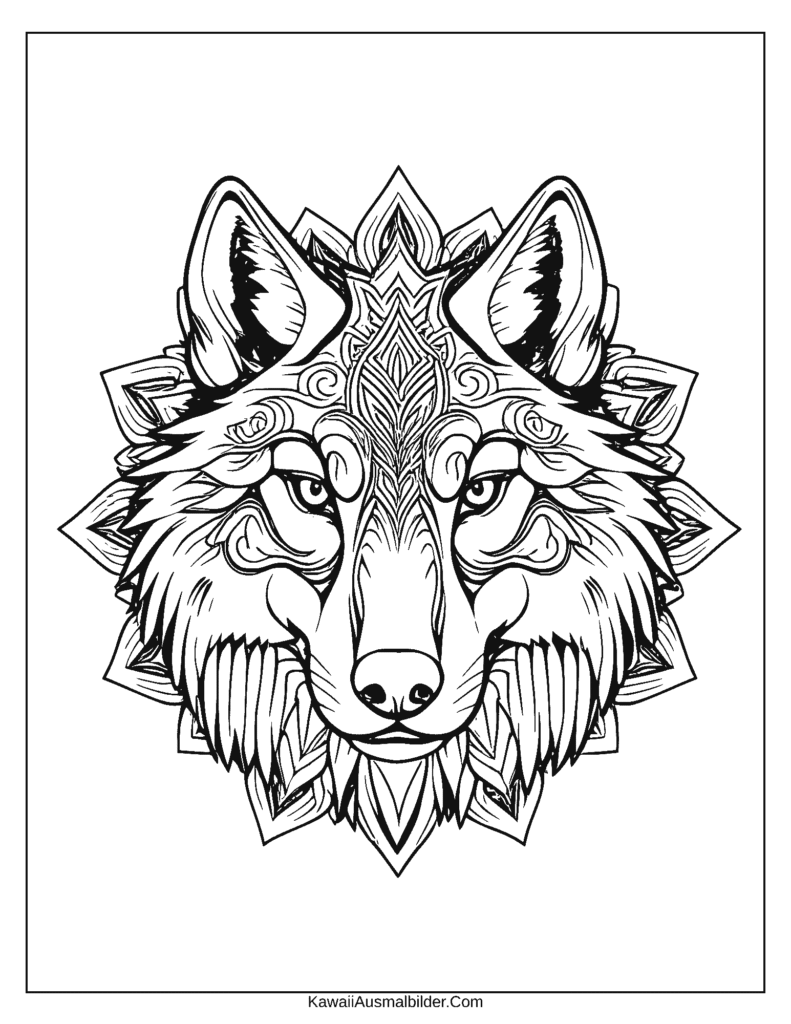 mandala wolf ausmalbild