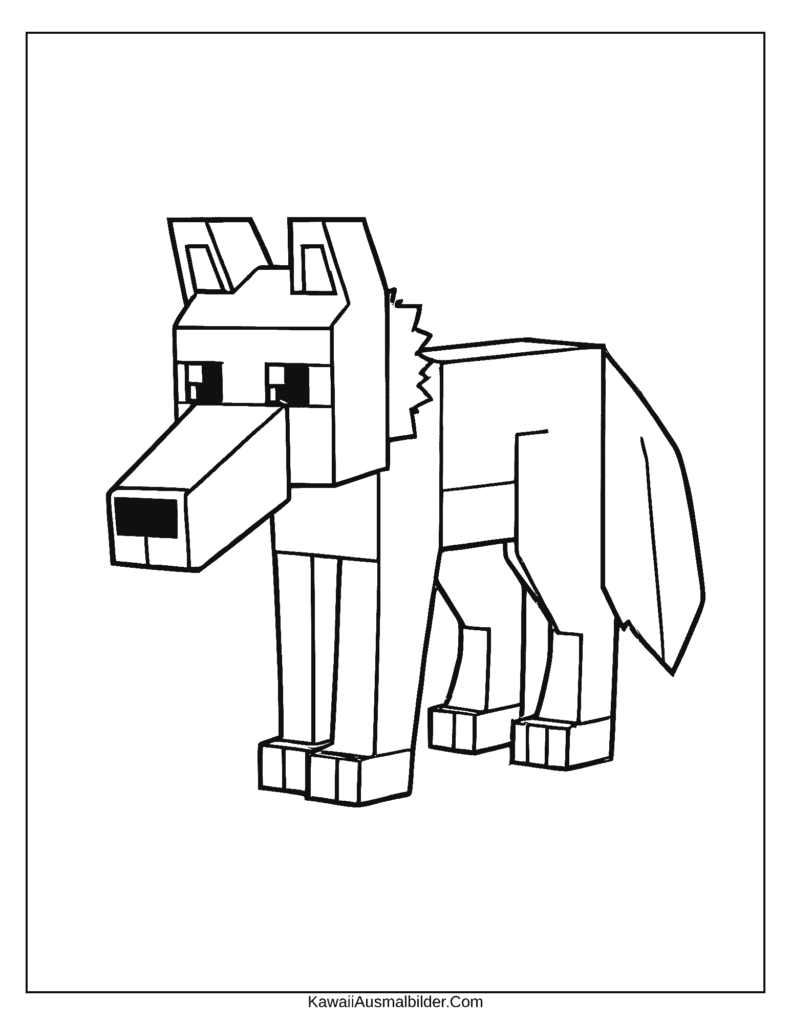 minecraft wolf ausmalbild