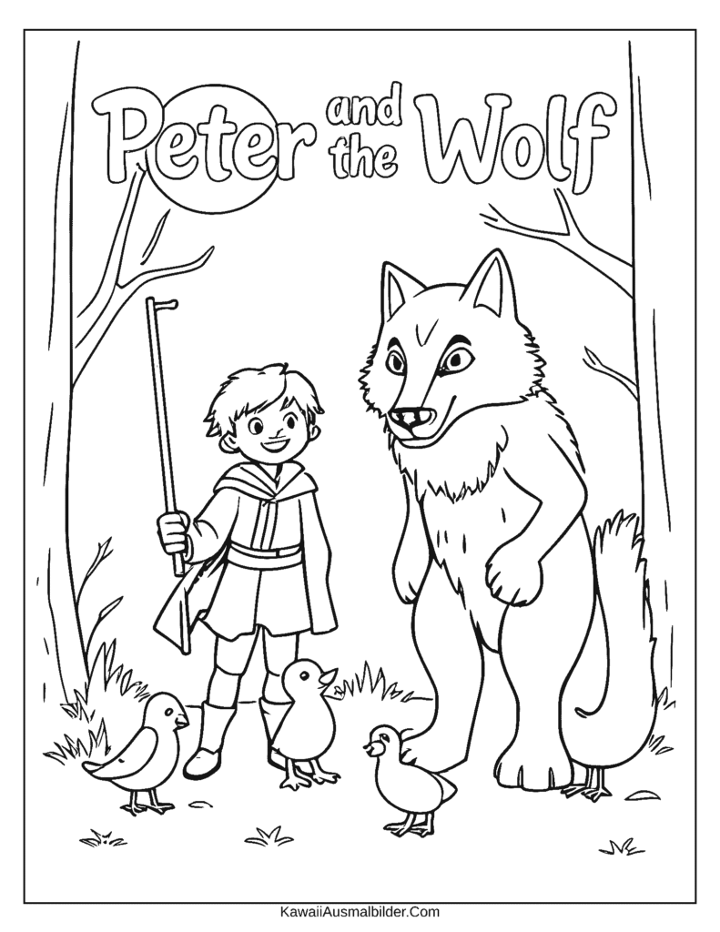 peter und der wolf grundschule ausmalbild