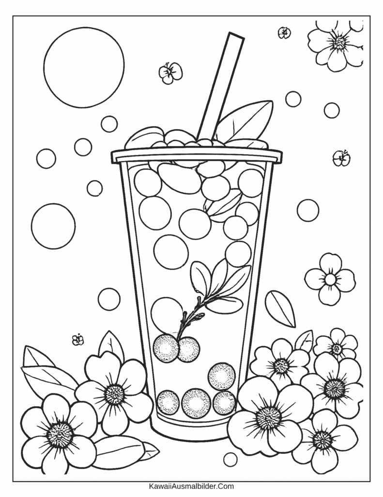 schöne Bubble Tea Malvorlage